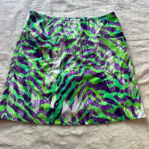 IBKUL Womens Golf Skort Small Green & Purple Abstract Print Stretch Athletic - Picture 1 of 11